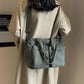 multi-pocket, casual commuter tote, oversized – Relaxed women's corduroy messenger bag