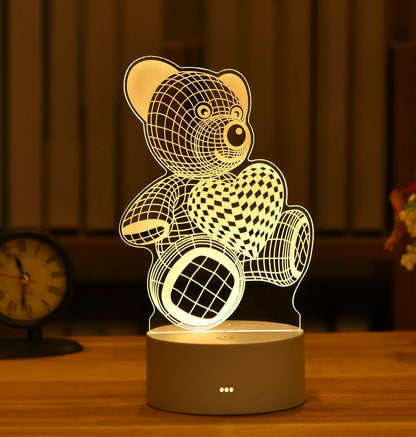 Romantic 3D LED Night Light Lamp - Kids Bedroom Decor, A Unique Valentine's Day Gift for Weddings