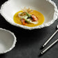 White Porcelain Rock Edge Soup Bowl Contemporary Tableware