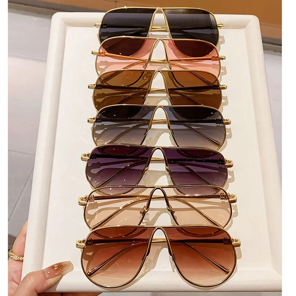 Sunglasses Oversize Square Gradient Alloy Frames Vintage Driving Shades Fall 2026 Casual Regular Look