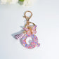 Letter Sequin Keychain With Butterfly Tassel Charm