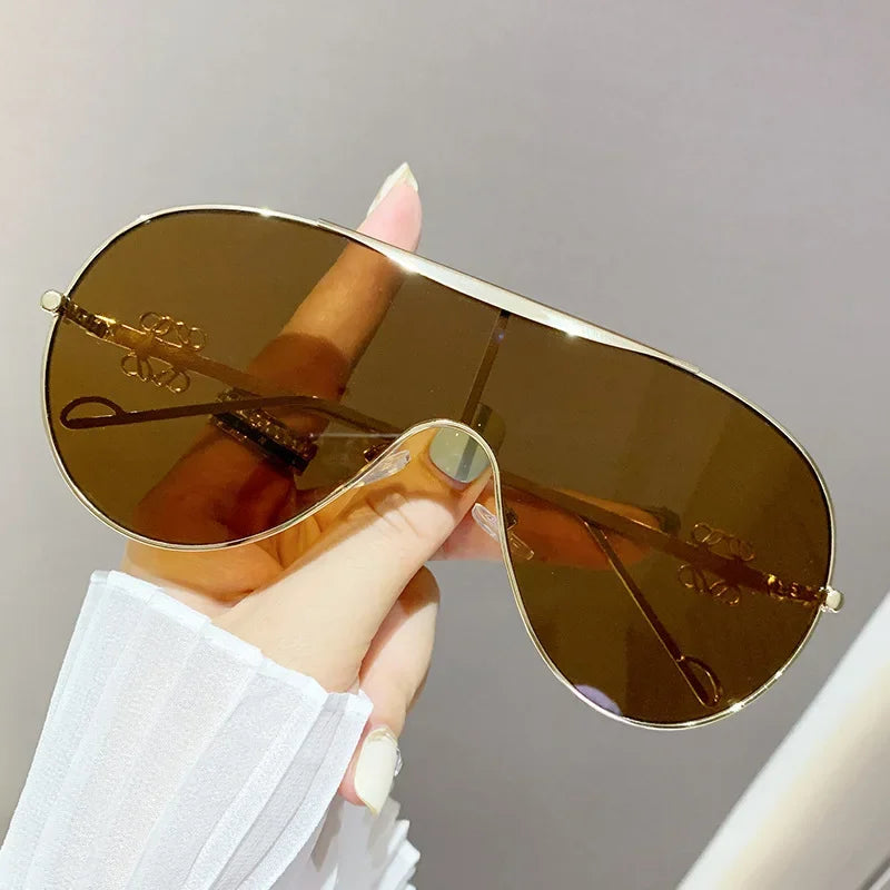One-Piece Metal Sunglasses - Large-Frame Sports Goggles for Cycling, Men and Women