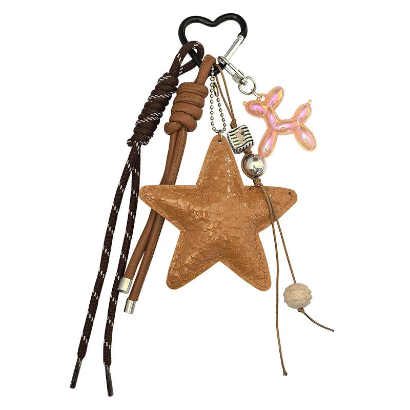 Leather Y2K Star Keychain Dachshund Bag Charm Anti Lost