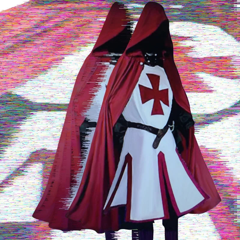 Knights Templar Crusader Cosplay Costume - Authentic Tunic & Cape Kit for Halloween