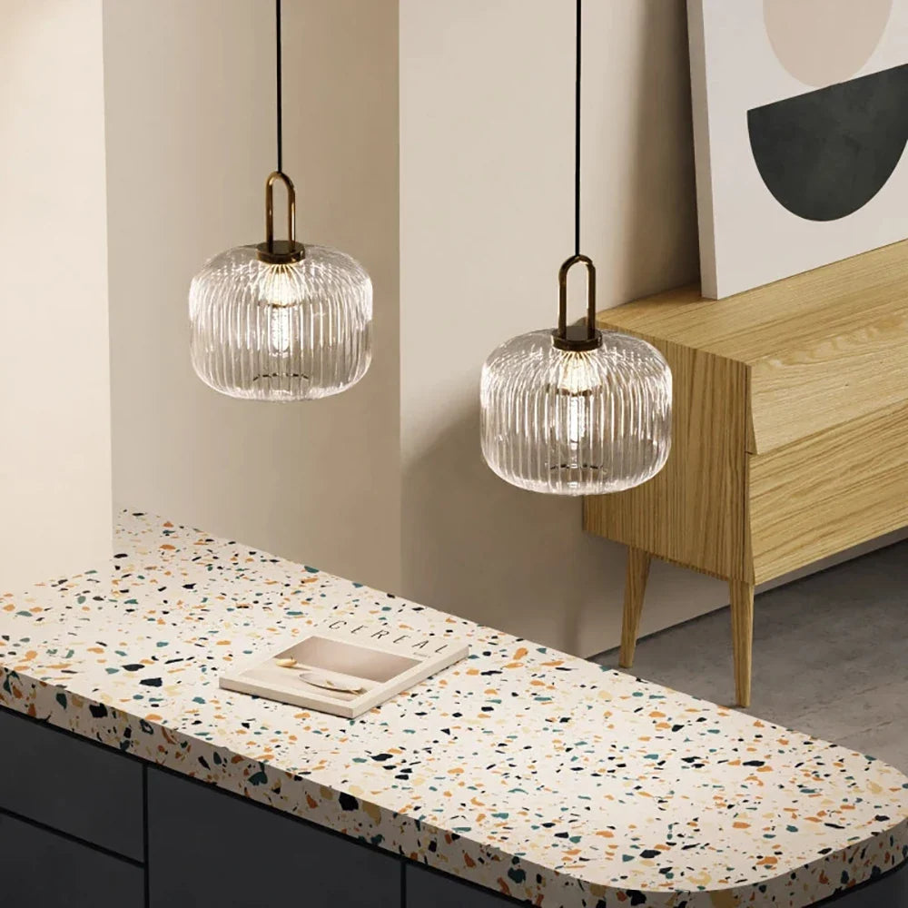 Japandi Glass Pendant Light Japanese Scandinavian Hanging Lamp Warm