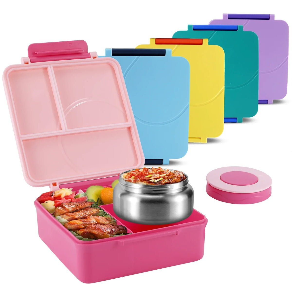 Lunch Insulated Box Four Grid With Thermal Soup Container Bento Style Back To School Fall 2025 Keeps Food Warm