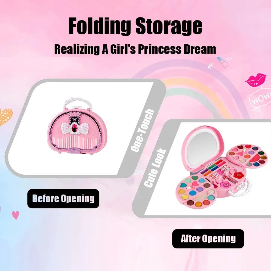 Kids2025 Edition Makeup Kit Washable Pretend Play Cosmetic Kit With Mirror NonToxic Safe Gift Idea Back To School