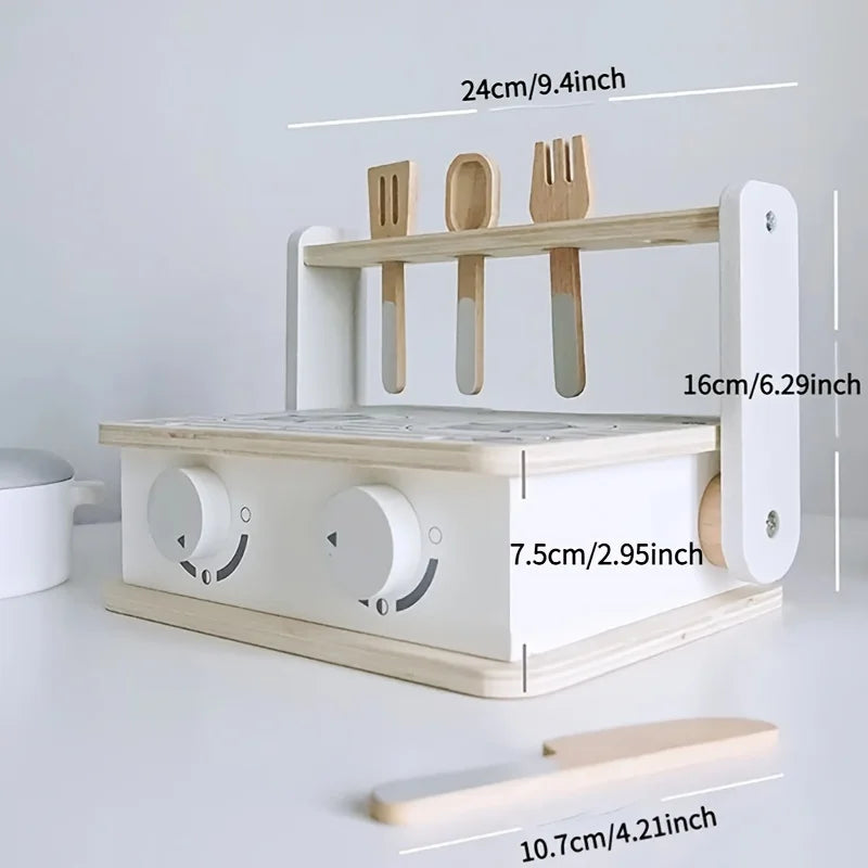 Wooden Toy BBQ Kit Pretend Play Cooking Playset Early Learning Montessori Toy Fall 2025 Educational Gift