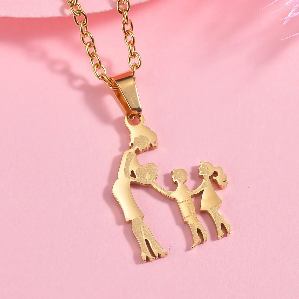 Mother's Day Gift Children Family Stainless Steel Jewelry – Silver Stainless Steel Mother & Kids Pendant Necklace