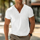 Beach Holiday Casual Men's V-Neck T-Shirt Top - Plush Solid Color Summer Fitness Wear