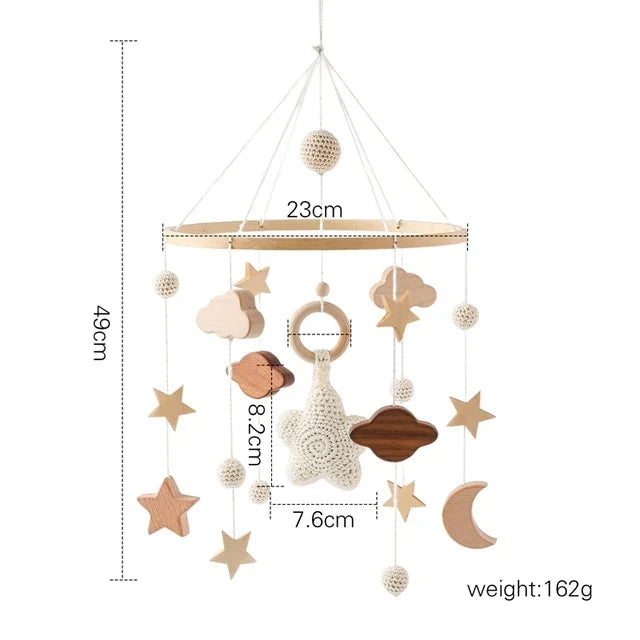Crib Baby Mobile Wooden Nursery Newborn Sensory Toys