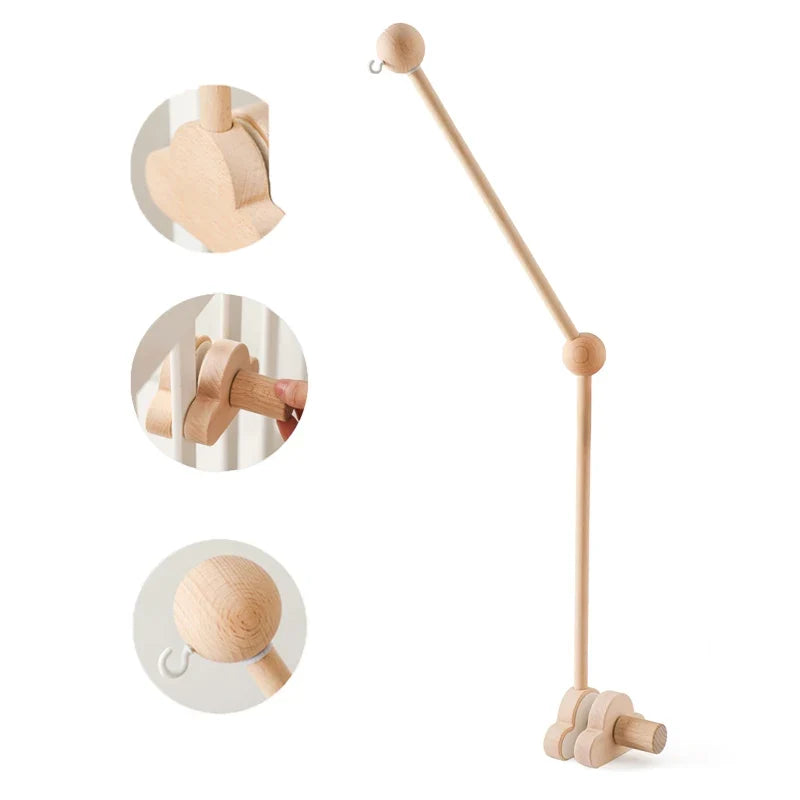 Crib Wooden Mobile Bracket Newborn Sensory Toys Soothing