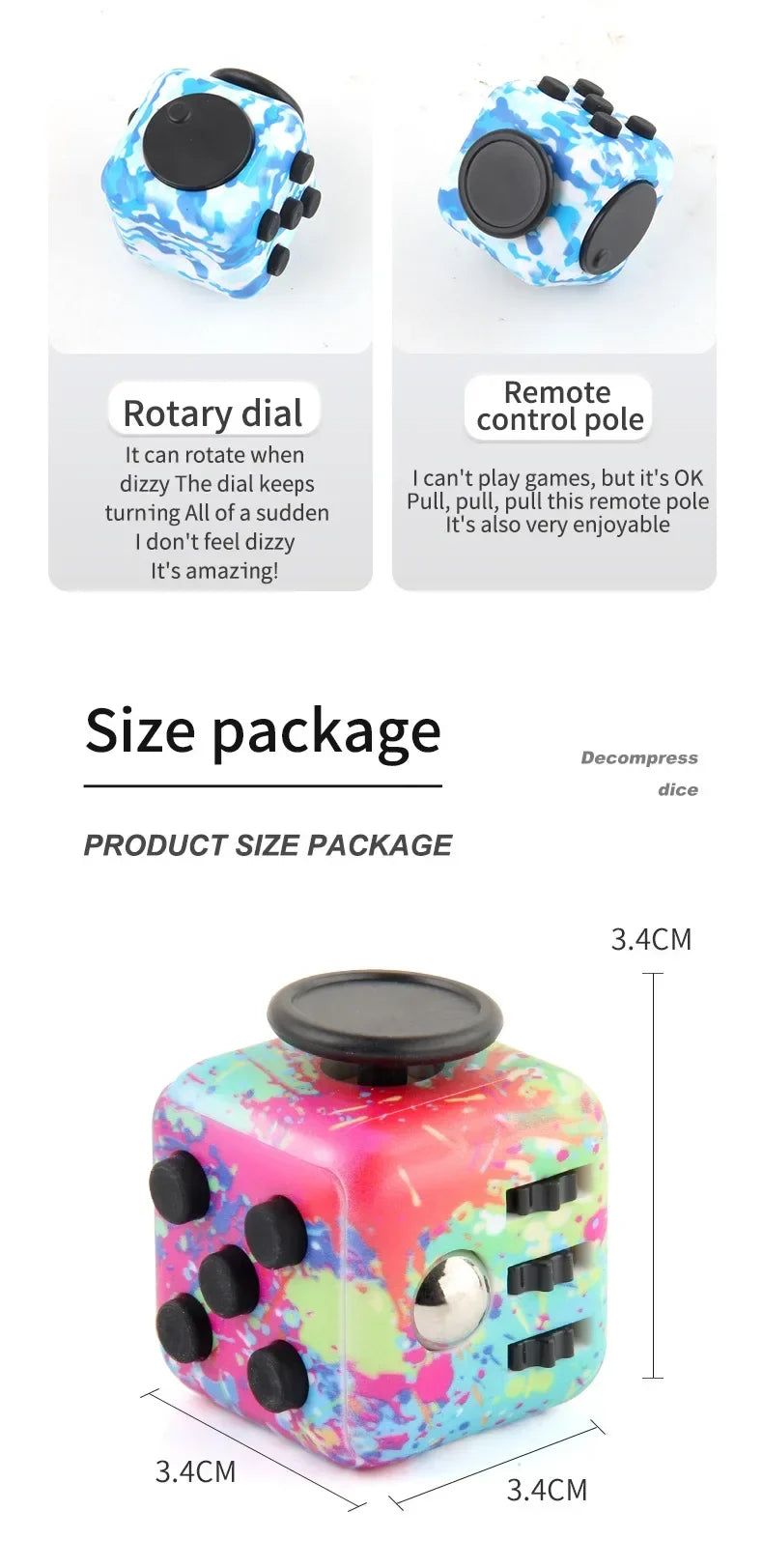 Cube Fidget Antistress Spinner Toy Sensory Stress Relief