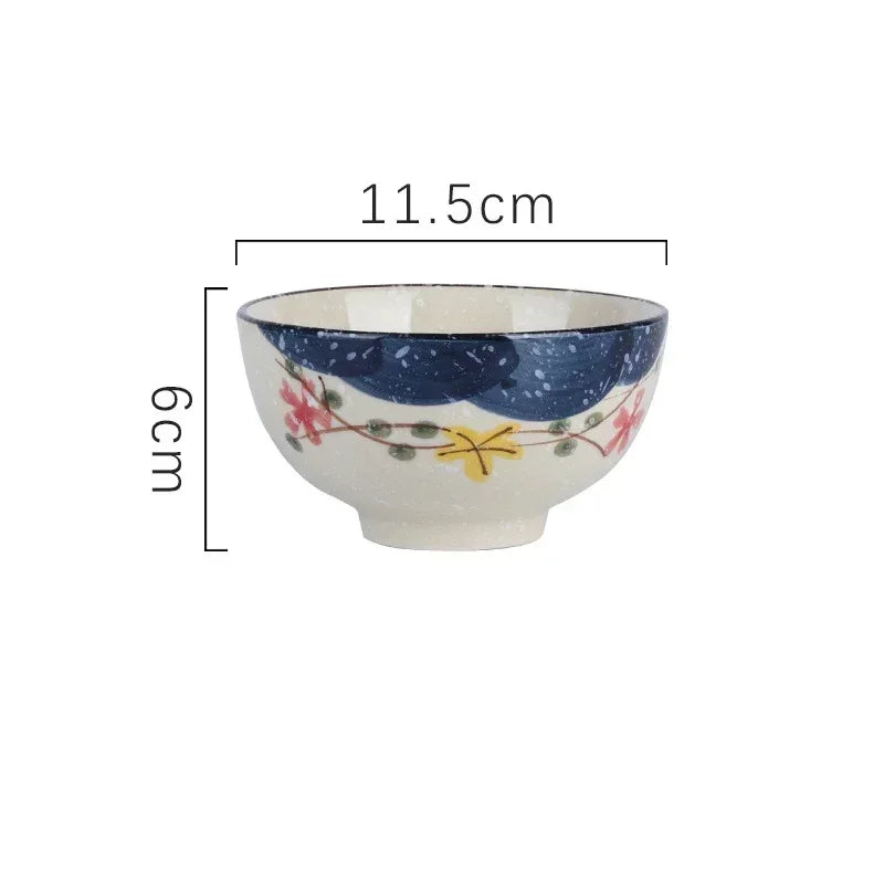 Ceramic 4.5 Inch Japanese Rice Bowl Retro Household Tableware