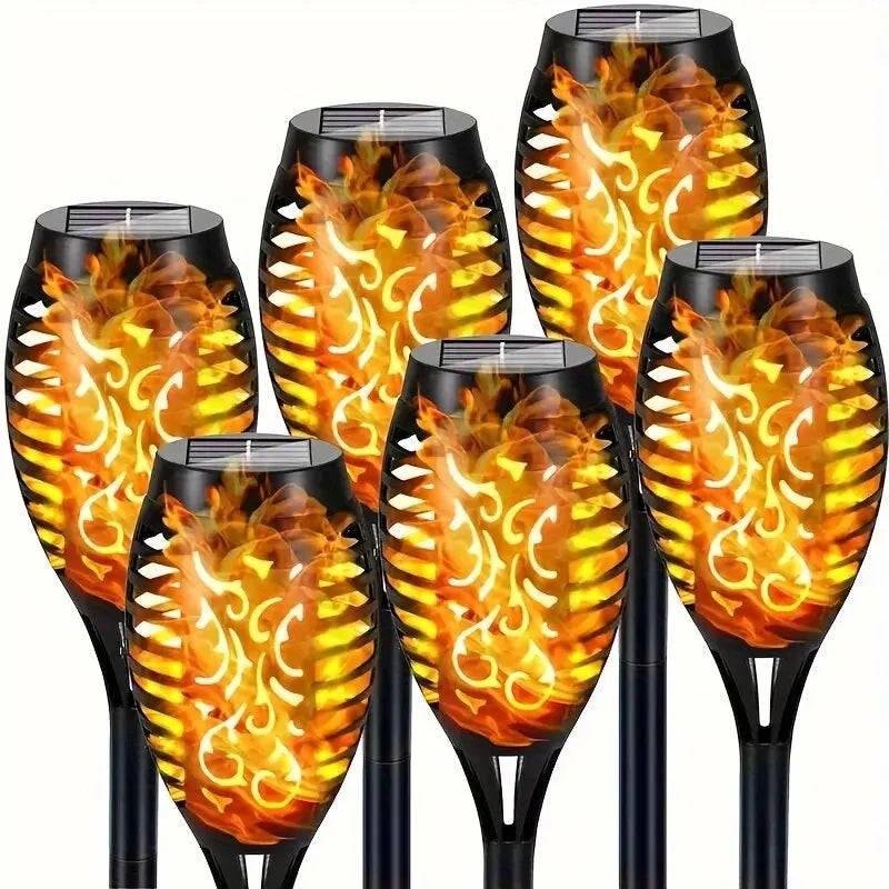 LED Solar Flame Torch Light - Water-Resistant Outdoor Garden Decoration, Flickering Lawn Lamp
