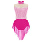 girls' Stretchy leotard - rhinestone mesh yoke, sleeveless, polyester, nylon, elastane, for lyrical dance performance