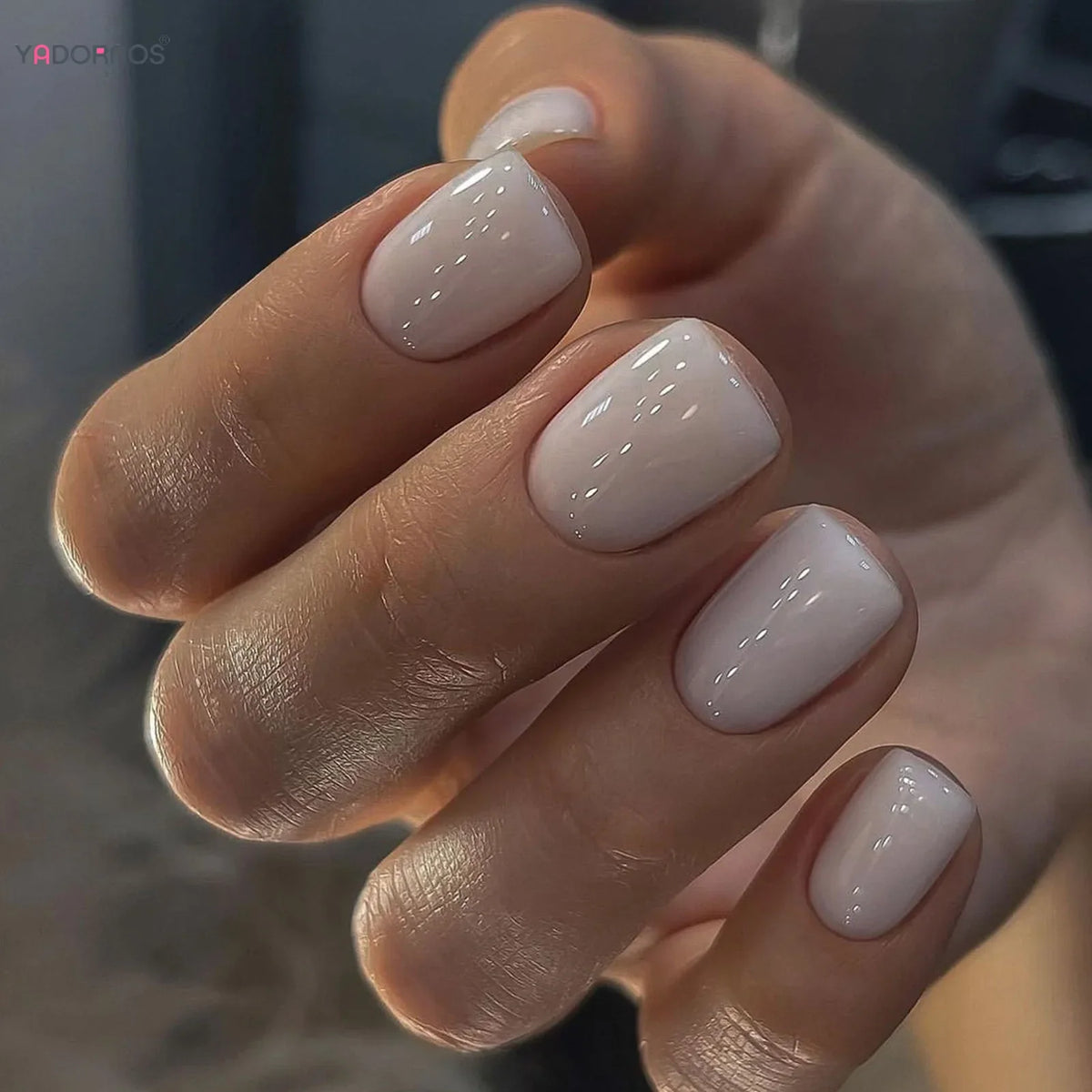 Press On Nails Short Square White Minimalist False Nail Tips Kit Spring 2026 Reusable