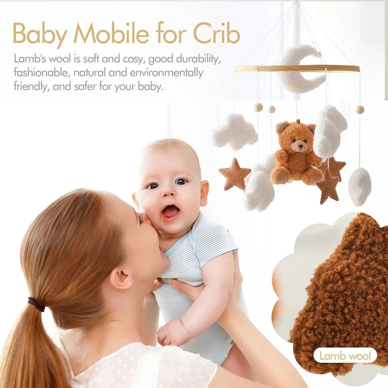Crib Baby Mobile Wooden Nursery Newborn Sensory Toys