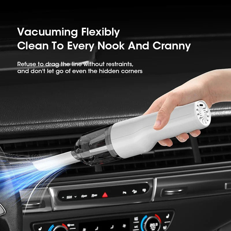 Battery-Powered Hand-Held Car Vacuum Cleaner - Cordless Travel-Friendly Dust Removal for Household Cleaning