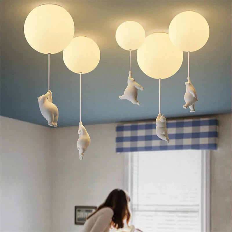 Ceiling LED Light Warm Cartoon Bear Design Kids Bedroom Ceiling Lamp Fall 2025 Cozy Nightlight Decor