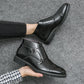 Mens Supportive Ankle Boots - Double Monk Cap-Toe, Leather