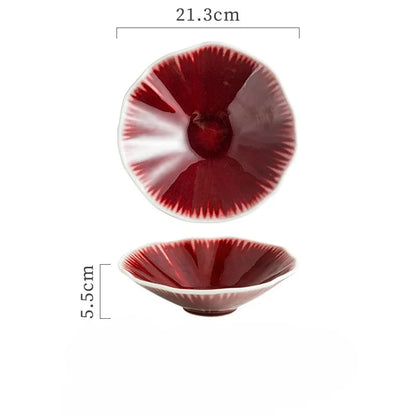 Ceramic Japanese Noodle Bowl Lotus Pattern Salad Bowl