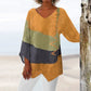Shirt T Women New Fashion Casual V-Neck Long Sleeve Patchwork Top