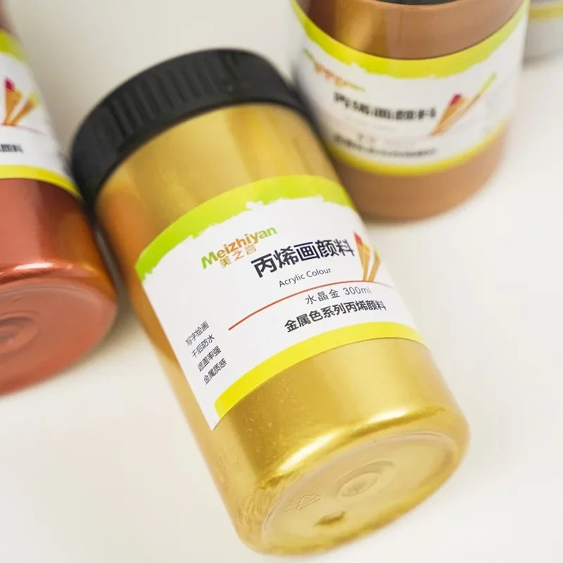 Golden2026 Edition Acrylic Paint Metallic Pearlescent Finish Water-Resistant Fade Resistant for Gypsum Canvas DIY Craft Supplies Fall