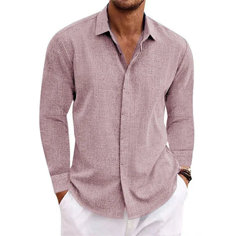 Loose Solid Color Casual Top for Plus Size Fashion – Men’s Long Sleeve T-Shirt