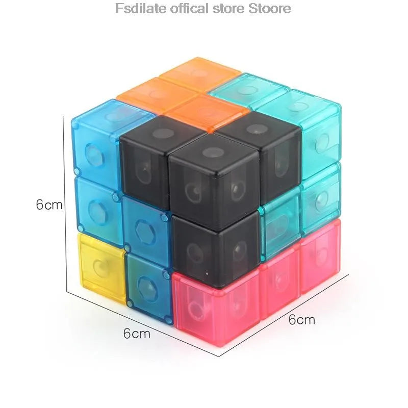 Magnetic Removable Cube Building Blocks - Educational Fidget Puzzle Toy for Kids, Fun Gift for Early Learning