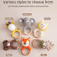 Crochet Wooden Animal Teether Rattle Newborn Sensory Toys
