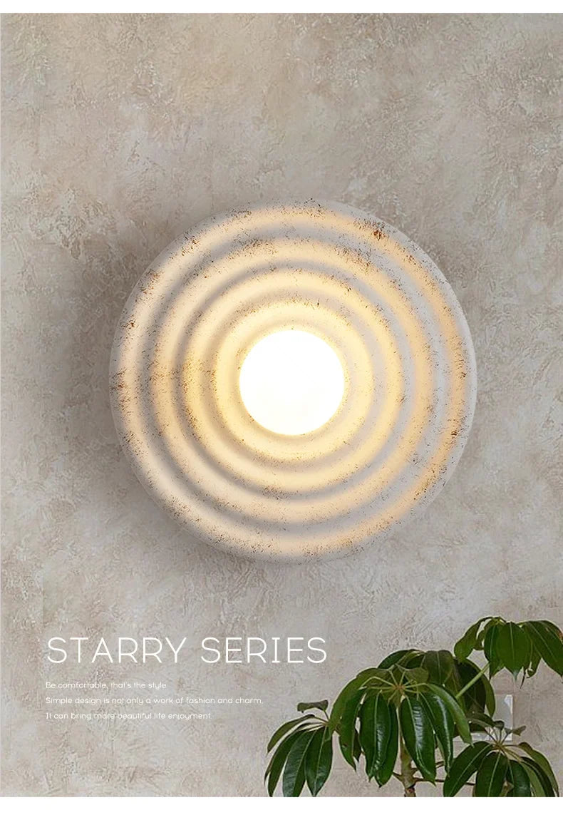 Wabi Japandi Sabi Round Wall Sconce Japanese Minimal LED Light