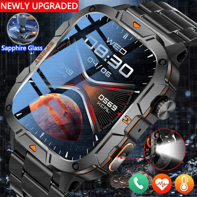 1.96 Inch AMOLED Display, 5ATM Water-Resistant, Bluetooth Call Fitness Tracker, Fall 2025 – Smartwatch Rugged Military Grade