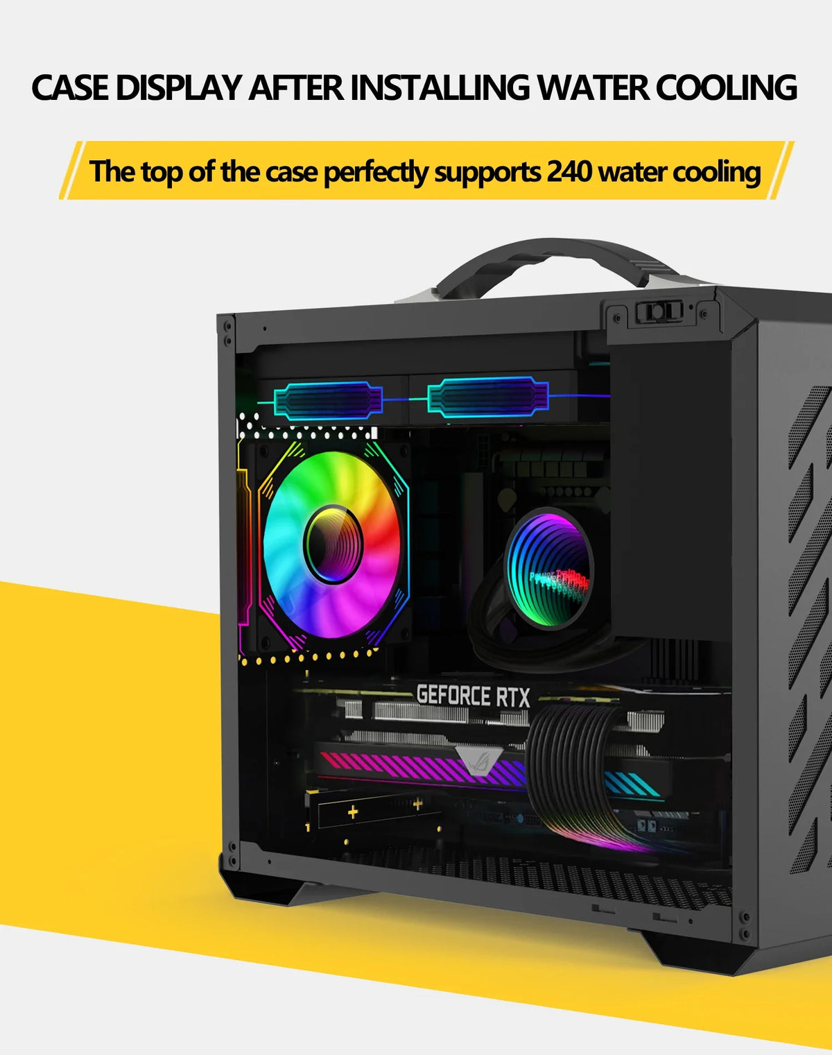 Mini ITX Case Glass Side 240mm Watercooling Travel-Friendly