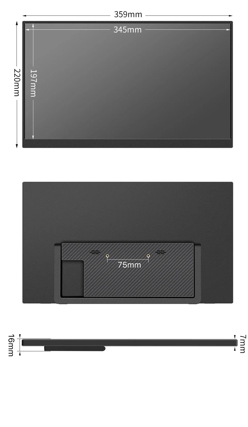 Travel-Friendly 15.6 Inch FHD IPS Monitor Dual Screen USB C