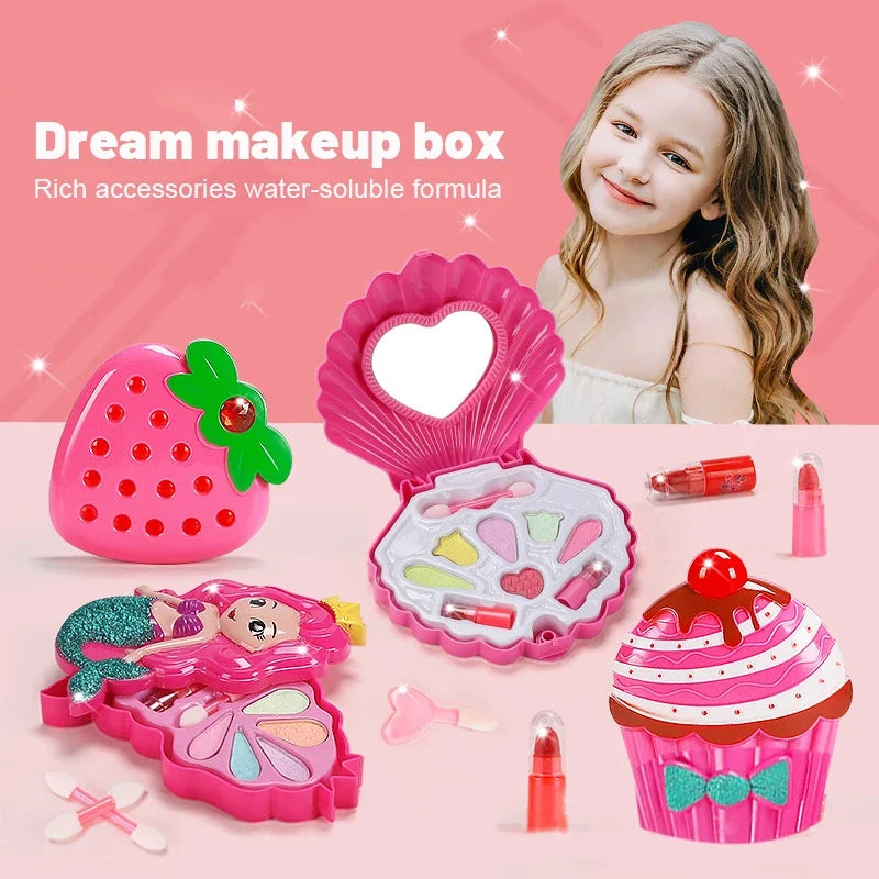 Princess Makeup Toy Kit for Kids - Pretend Play Cosmetics with Lipstick & Eyeshadow for Parties