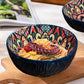 Bohemian Ceramic Bowls Kit Floral Serving Bowls Multi-Use