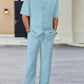 Variant image for Lightweight Linen Shirt and Pants Set, Vertical Striped Design, Relaxed Fit for Casual and Semi-Formal Wear-40