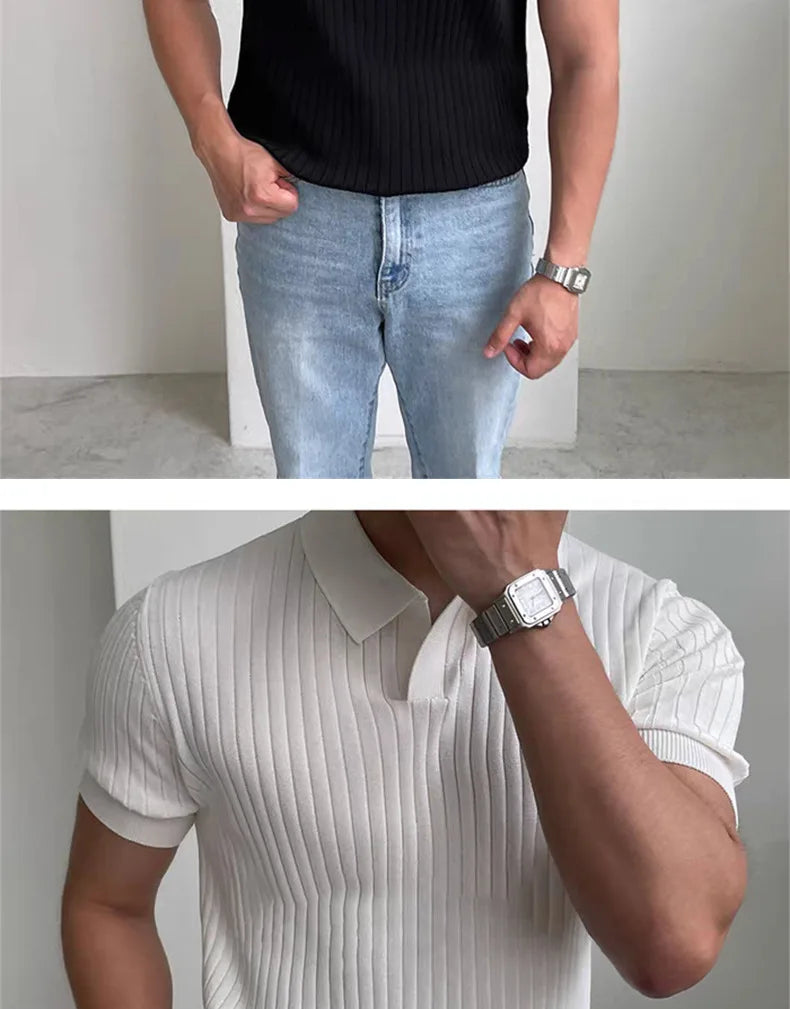 Fast-dry men's golf polo shirt - slim fit short sleeve, polyester, for sports and casual wear