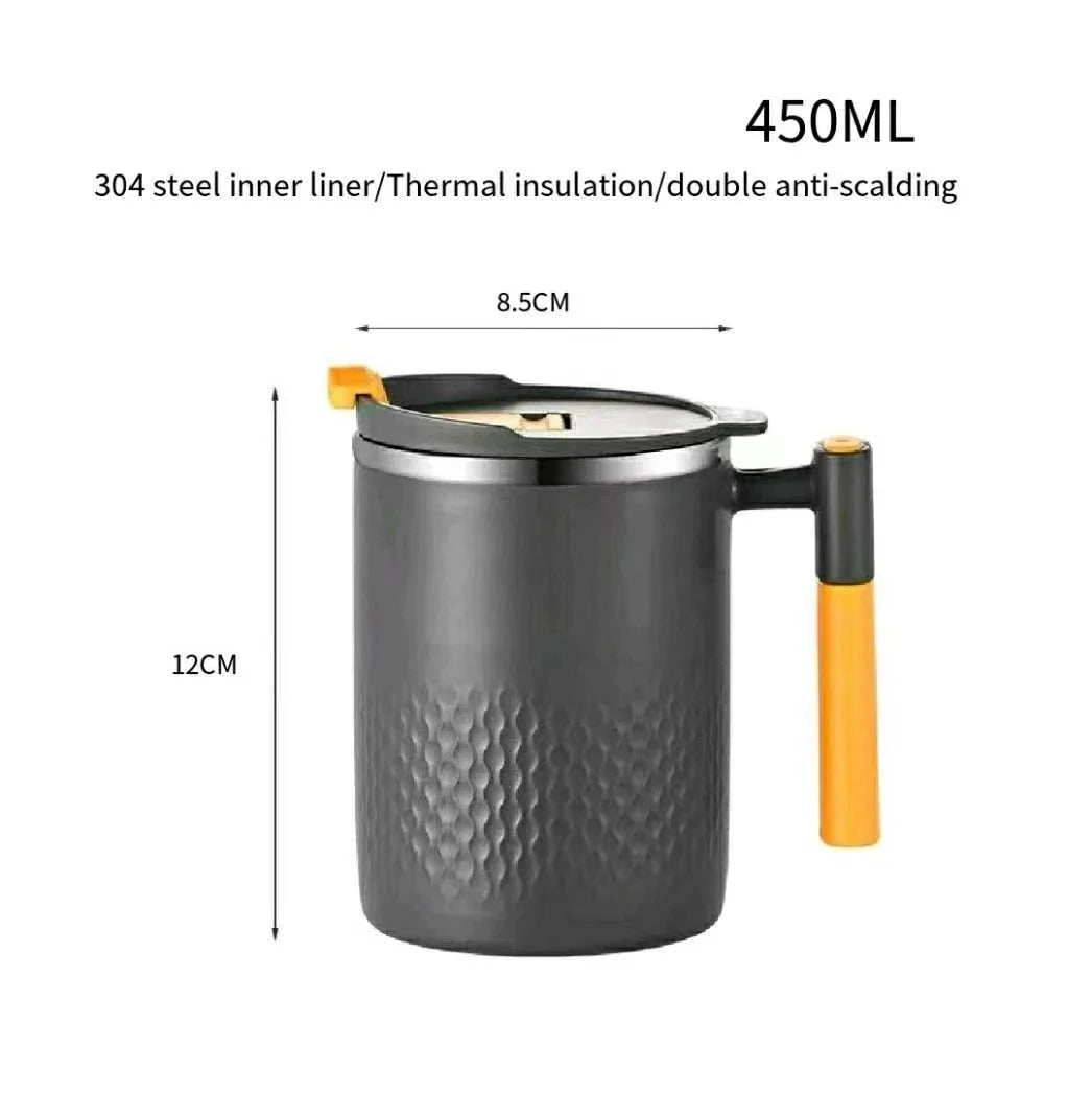 450ml Travel-Friendly Stainless Steel Coffee Mug with Handle and Cover Leak-proof Design for Hot or Cold Drinks