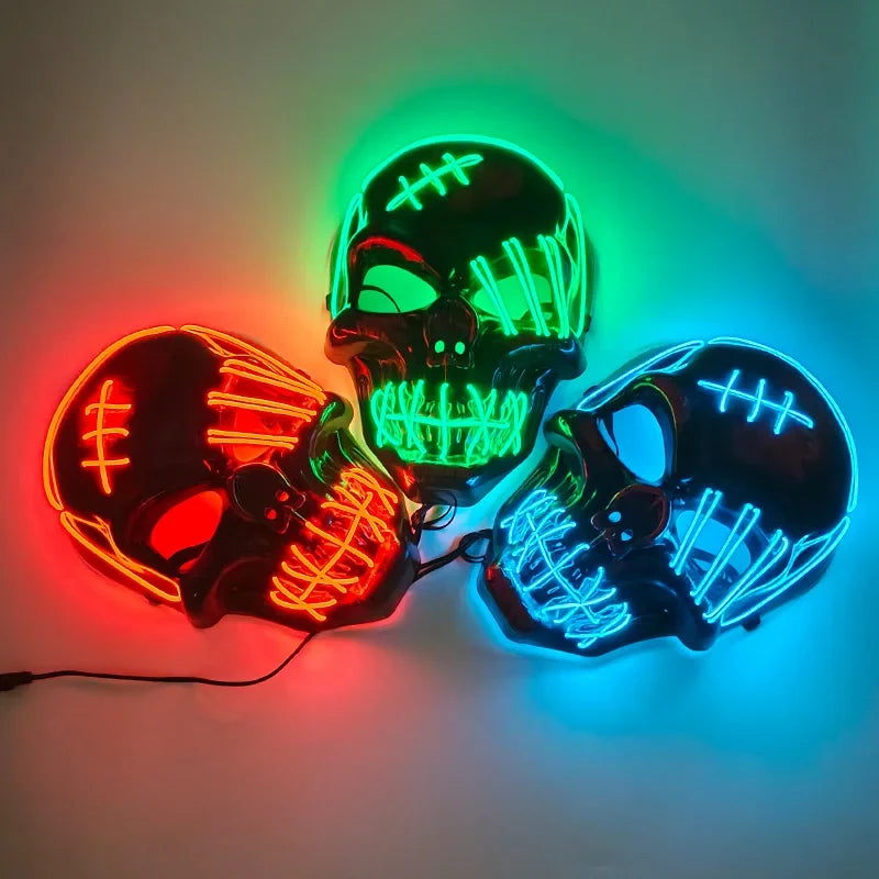 Glowing LED Skull Mask Full Face Halloween 2025 Cosplay