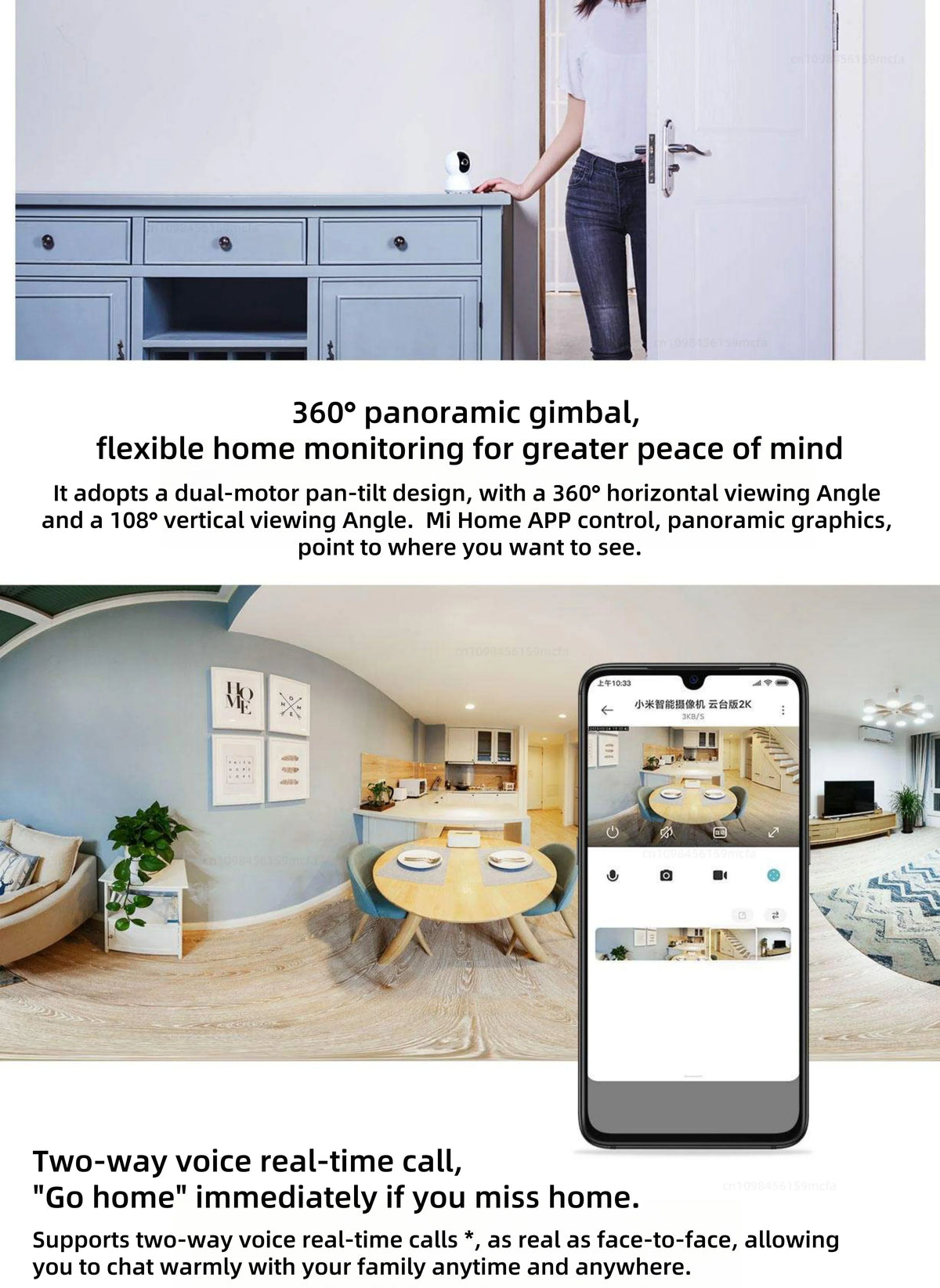 Smart Household Security Camera 2K PTZ 3MP Night Vision AI