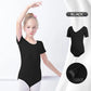 Plush girls ballet leotard - drawstring neckline, ruched front, cotton knit, for dance class