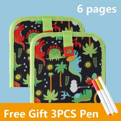 Magic 6-Sided Drawing Board for Kids - Educational Erase Board with 3 Chalk Pens, Transparent & Black Sides, Fun Coloring Activity