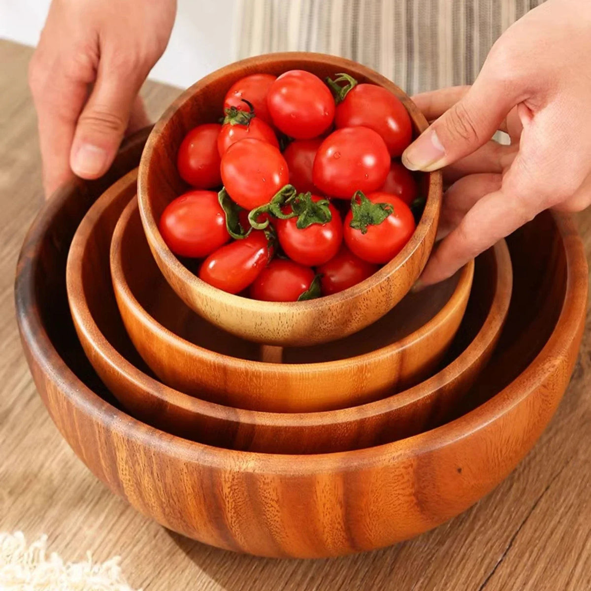 Wooden Acacia Bowl Japanese Style Salad Bowl Ramadan