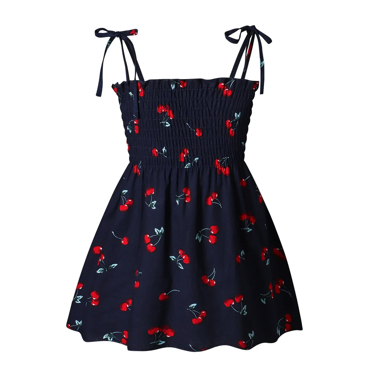 Plush girls' sundress - smocked bodice, daisy print, polyester, for casual summer outings
