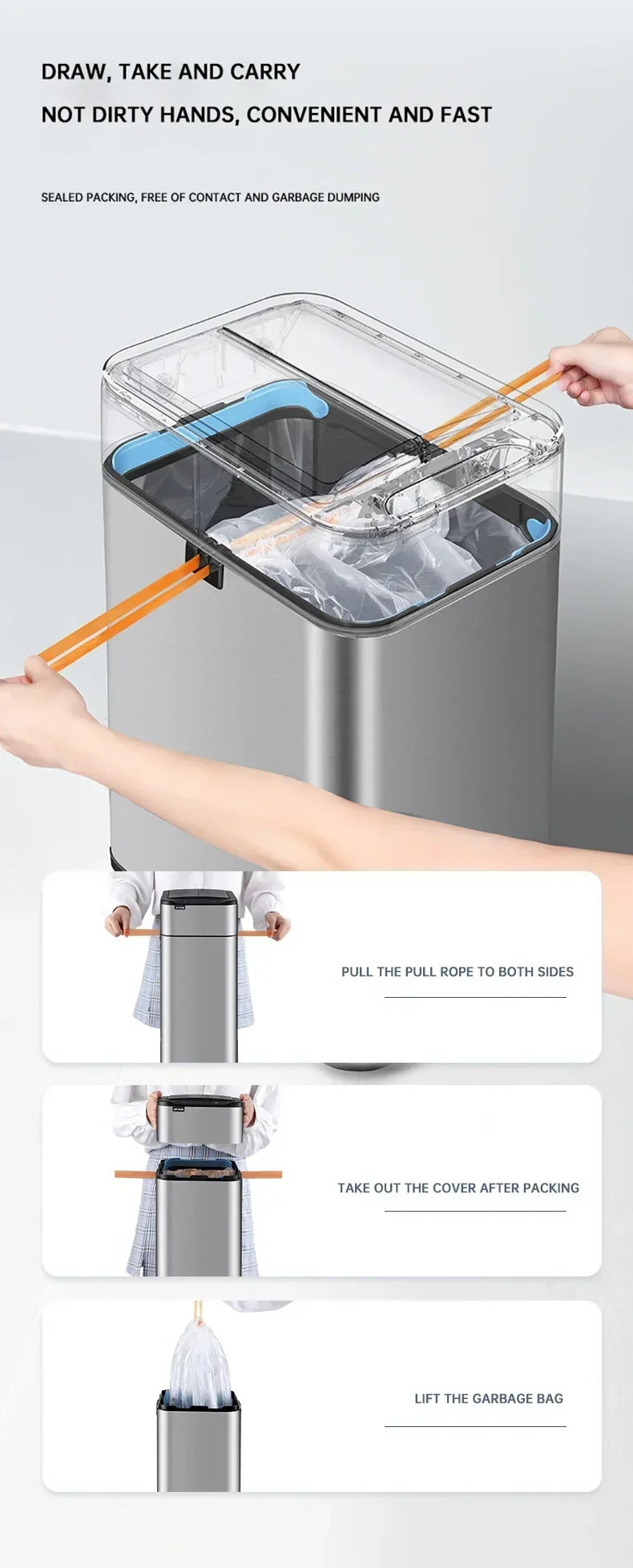 Can Trash 20L Stainless Steel Sensor Kitchen Bin Hands Free