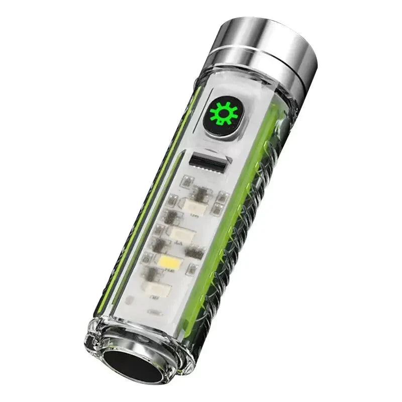 USB C Battery-Powered LED MINI Keychain Flashlight with Magnet for Camping and Emergencies