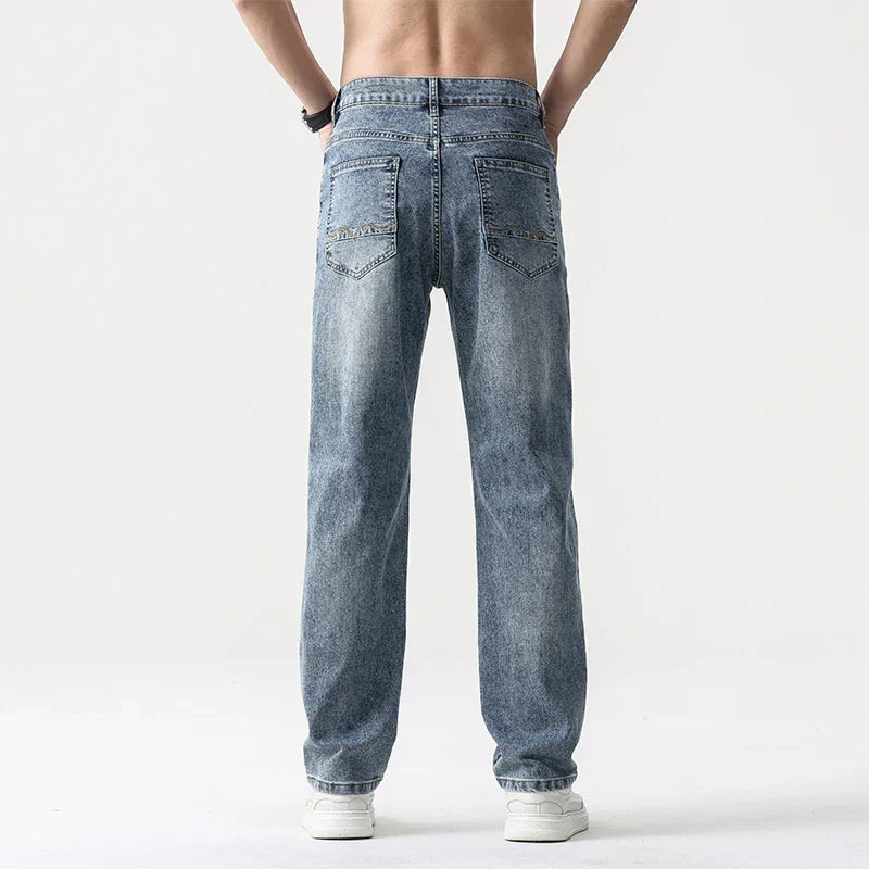 Men’s Oversized Wide Leg Jeans - Straight Lyocell, Casual