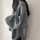 Cozy Oversized Women's Pullover - O Neck, Knit, Office Wear